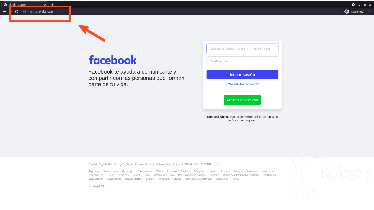 Phishing Facebook Kolibërs