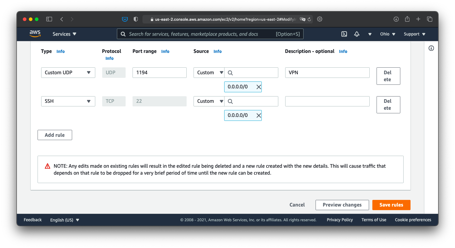 AWS security group